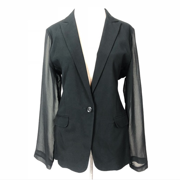 blazer with sheer sleeves